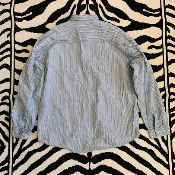 Vintage Levi’s Classic Workers Shirt Shacket Hickory Striped Rinse Button Up - Picture 6 of 12